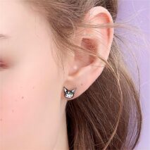 Sanrio Enamel Black Cherry Kuromi Earrings - ArtGalleryZen