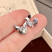 Sanrio Enamel Butterfly Kuromi Earrings - ArtGalleryZen