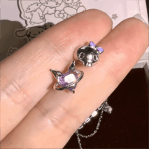 Sanrio Enamel Kuromi Heart Earrings - ArtGalleryZen