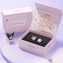 Sanrio Enamel Kuromi Heart Earrings - ArtGalleryZen