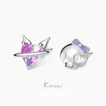 Sanrio Enamel Kuromi Heart Earrings - ArtGalleryZen