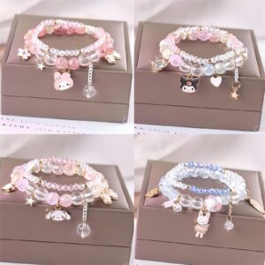 Sanrio Kawaii Anime Melody Kuromi Cinnamoroll Crystal Bracelet - ArtGalleryZen