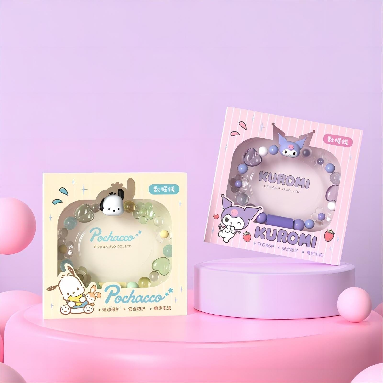 Sanrio Kuromi Pochacco Charging Data Cable Bracelet - ArtGalleryZen