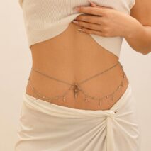 Shining Layered CZ Inlaid Tassel Navel Piercing Belly Chain - ArtGalleryZen