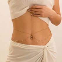 Shining Layered CZ Inlaid Tassel Navel Piercing Belly Chain - ArtGalleryZen