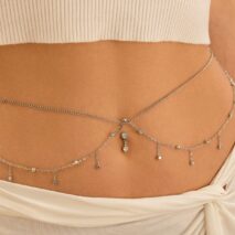 Shining Layered CZ Inlaid Tassel Navel Piercing Belly Chain - ArtGalleryZen