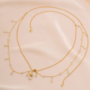 Shining Layered CZ Inlaid Tassel Navel Piercing Belly Chain - ArtGalleryZen