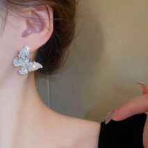 Sparkling Chunky CZ Inlaid Butterfly Stud Earrings - ArtGalleryZen