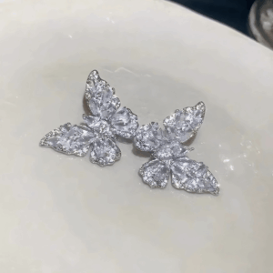 Sparkling Chunky CZ Inlaid Butterfly Stud Earrings - ArtGalleryZen