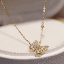 Sparkling Crystal Rhinestone Inlaid Hollow Butterfly Necklace - ArtGalleryZen