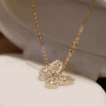 Sparkling Crystal Rhinestone Inlaid Hollow Butterfly Necklace - ArtGalleryZen