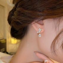 Sparkling CZ Inlaid Butterfly Waterdrop Dangle Earrings - ArtGalleryZen
