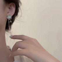 Sparkling Irregular Heart Star Tassel Chain Earrings - ArtGalleryZen