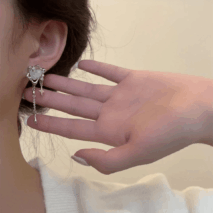 Sparkling Irregular Heart Star Tassel Chain Earrings - ArtGalleryZen