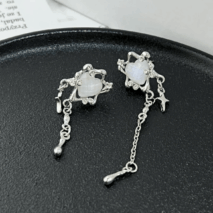 Sparkling Irregular Heart Star Tassel Chain Earrings - ArtGalleryZen