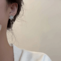 Sparkling Irregular Heart Star Tassel Chain Earrings - ArtGalleryZen