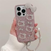 Sparkling Rhinestone Hello Kitty iPhone Case With Crystal Chain - ArtGalleryZen