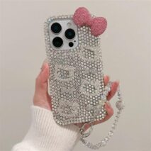 Sparkling Rhinestone Hello Kitty iPhone Case With Crystal Chain - ArtGalleryZen