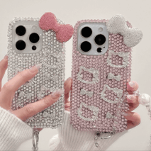 Sparkling Rhinestone Hello Kitty iPhone Case With Crystal Chain - ArtGalleryZen
