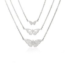 Stainless Steel 3 Pieces Butterfly Necklace Set - ArtGalleryZen