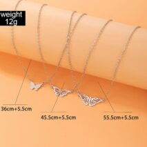 Stainless Steel 3 Pieces Butterfly Necklace Set - ArtGalleryZen