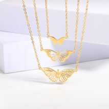 Stainless Steel 3 Pieces Butterfly Necklace Set - ArtGalleryZen