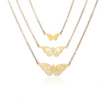 Stainless Steel 3 Pieces Butterfly Necklace Set - ArtGalleryZen