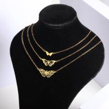Stainless Steel 3 Pieces Butterfly Necklace Set - ArtGalleryZen