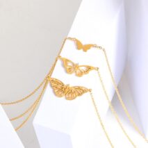 Stainless Steel 3 Pieces Butterfly Necklace Set - ArtGalleryZen