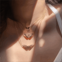 Stainless Steel 3 Pieces Butterfly Necklace Set - ArtGalleryZen