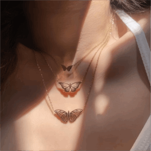 Stainless Steel 3 Pieces Butterfly Necklace Set - ArtGalleryZen
