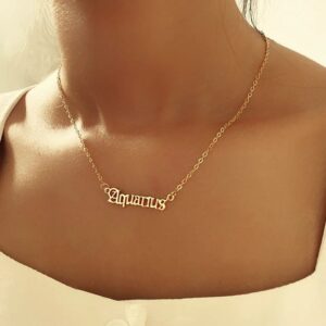 Stainless Steel Constellation Zodiac Astrology Letter Pendant Necklace - ArtGalleryZen