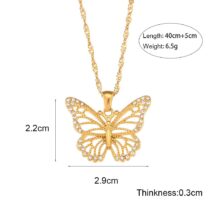 Stainless Steel CZ Inlaid Gold Filled Hollowed-out Butterfly Necklace - ArtGalleryZen