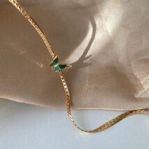 Stainless Steel Gold Plated Enamel Butterfly Necklace - ArtGalleryZen
