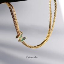 Stainless Steel Gold Plated Enamel Butterfly Necklace - ArtGalleryZen