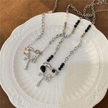 Stainless Steel Rhinestone Melting Heart Necklace - ArtGalleryZen
