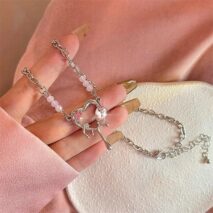 Stainless Steel Rhinestone Melting Heart Necklace - ArtGalleryZen