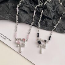 Stainless Steel Rhinestone Melting Heart Necklace - ArtGalleryZen