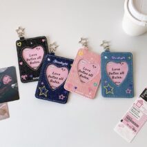 Starlight Heart Denim Kpop Keychain Photocard Holder - ArtGalleryZen