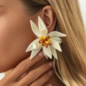 Statement Flower Resin Stud Earrings - ArtGalleryZen