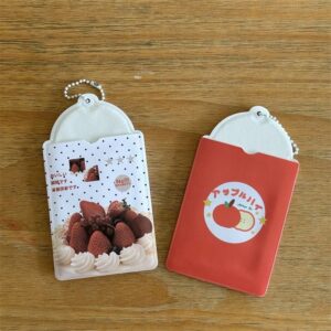 Strawberry Cream Cake Apple Kpop Keychain Photocard Holder - ArtGalleryZen