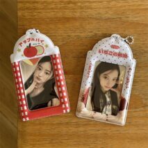 Strawberry Cream Cake Apple Kpop Keychain Photocard Holder - ArtGalleryZen