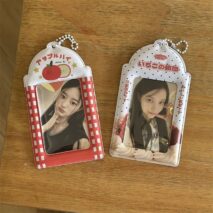 Strawberry Cream Cake Apple Kpop Keychain Photocard Holder - ArtGalleryZen