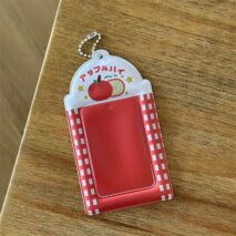 Strawberry Cream Cake Apple Kpop Keychain Photocard Holder - ArtGalleryZen