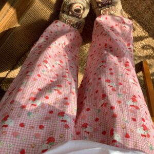 Strawberry Hello Kitty Cotton Pajama Pants - ArtGalleryZen