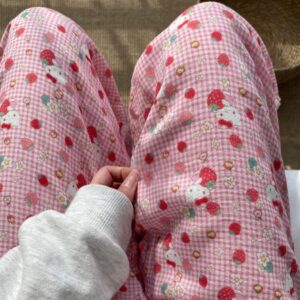 Strawberry Hello Kitty Cotton Pajama Pants - ArtGalleryZen