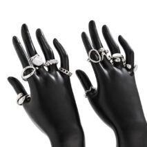 Stylish 12pcs Irregular Pearl Waterdrop Hollow Curved Ring Set - ArtGalleryZen