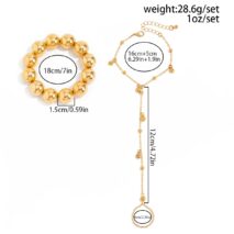 Stylish 2pcs Ball Chain Finger Ring Bracelet Set - ArtGalleryZen