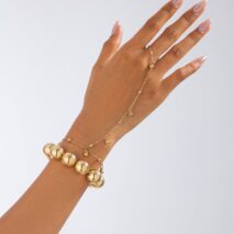 Stylish 2pcs Ball Chain Finger Ring Bracelet Set - ArtGalleryZen