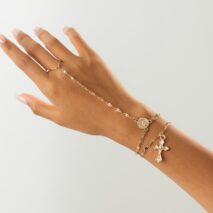 Stylish 2pcs Cross Oval Disk Charm Finger Ring Bracelet Set - ArtGalleryZen